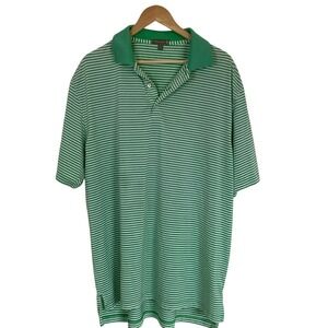 Peter Millar Mens Summer Comfort Green Striped Polo Shirt Size XL Golf Casual